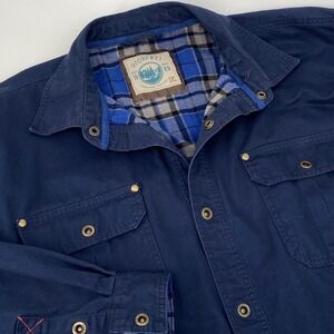 Gioberti Jacket Shirt Shacket Mens 3XL Blue Plaid Lined Snap Front Cotton